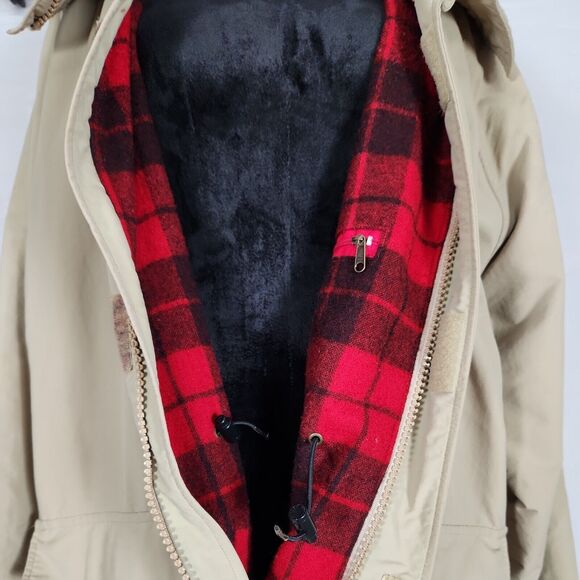 Lands End Barn Coat Mens XL Tan Zip Made in USA Flannel Lined Jacket Outerwear - Picture 6 of 13